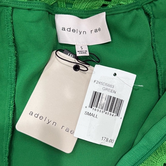 Adelyn Rae Crochet Lace Sleeveless Asymmetrical Hem Dress Small Green NWT - Picture 15 of 16